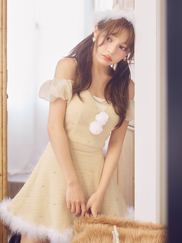 画像4: 【ノベルティ対象】【即日発送】【送料無料！】【サンタ】パフスリーブセットアップサンタコスプレ【コスプレ5点セット】【XS-Mサイズ/2カラー】[OF04] (4)