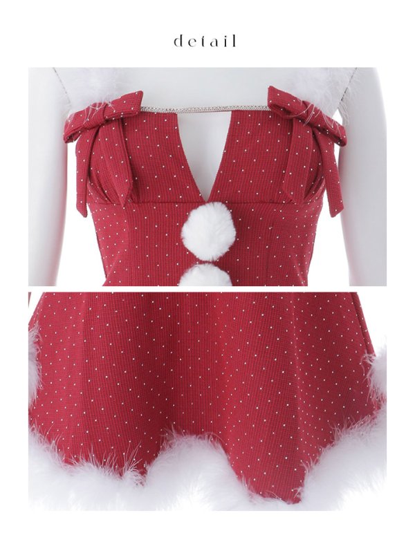 画像47: 【ノベルティ対象】【即日発送】【サンタ】リボンファーサンタコスプレ【コスプレ4点セット】【XS-XLサイズ/2カラー】[OF01/OF04] (47)