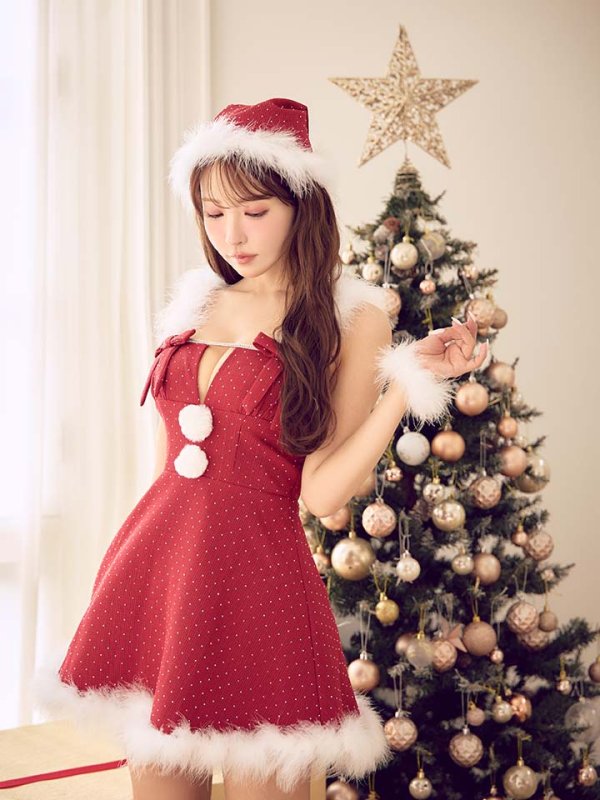 画像31: 【ノベルティ対象】【即日発送】【サンタ】リボンファーサンタコスプレ【コスプレ4点セット】【XS-XLサイズ/2カラー】[OF01/OF04] (31)