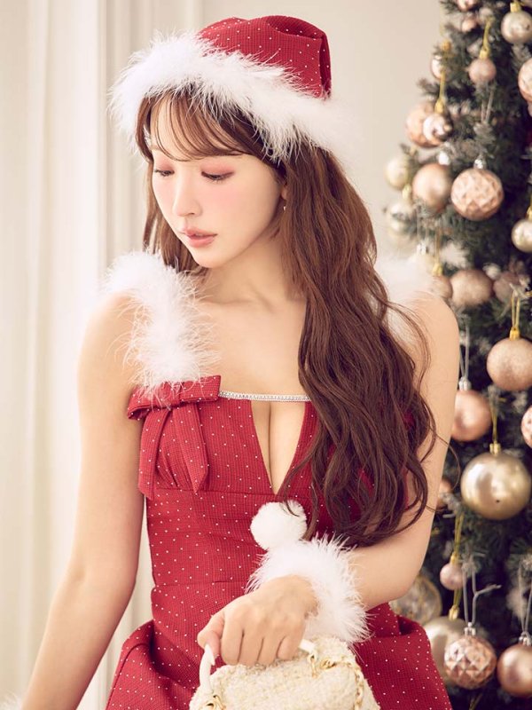 画像21: 【ノベルティ対象】【即日発送】【サンタ】リボンファーサンタコスプレ【コスプレ4点セット】【XS-XLサイズ/2カラー】[OF01/OF04] (21)