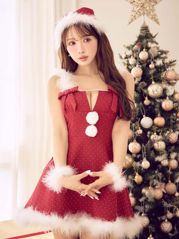 画像39: 【ノベルティ対象】【即日発送】【サンタ】リボンファーサンタコスプレ【コスプレ4点セット】【XS-XLサイズ/2カラー】[OF01/OF04] (39)