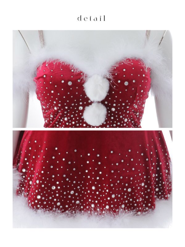 画像43: 【ノベルティ】【即日発送】【送料無料！】【サンタ】スノービジューセットアップサンタコスプレ【コスプレ5点セット】【XS-Lサイズ/3カラー】[OF03] (43)