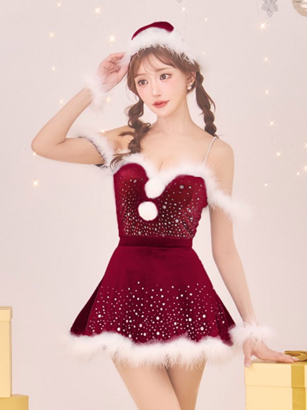 画像33: 【ノベルティ】【即日発送】【送料無料！】【サンタ】スノービジューセットアップサンタコスプレ【コスプレ5点セット】【XS-Lサイズ/3カラー】[OF03] (33)