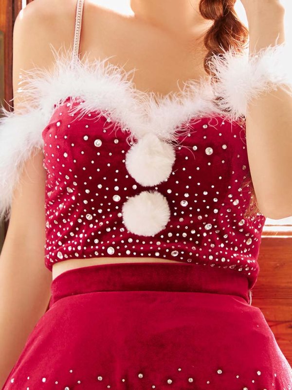 画像14: 【即日発送】【送料無料！】【サンタ】スノービジューセットアップサンタコスプレ【コスプレ5点セット】【XS-Lサイズ/3カラー】[HC03] (14)