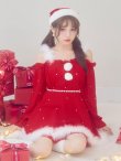 画像37: 【即日発送】【サンタ】袖付きシフォンワンピースビジューサンタコスプレ【コスプレ3点セット】【S-Mサイズ/2カラー】[OF04] (37)