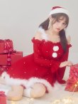 画像30: 【即日発送】【サンタ】袖付きシフォンワンピースビジューサンタコスプレ【コスプレ3点セット】【S-Mサイズ/2カラー】[OF04] (30)