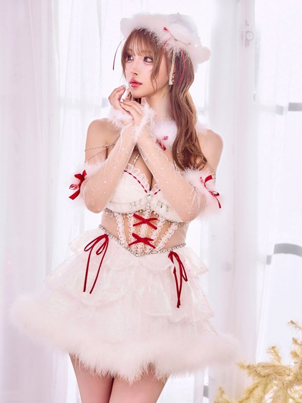 画像13: 【即日発送】【サンタ】桜咲乃愛ちゃんコラボフレアレースビジューベアーサンタコスプレ【コスプレ5点セット】【XS-Mサイズ/1カラー】[OF03] (13)