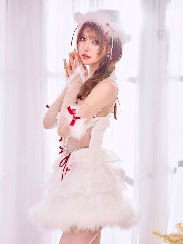 画像14: 【即日発送】【サンタ】桜咲乃愛ちゃんコラボフレアレースビジューベアーサンタコスプレ【コスプレ5点セット】【XS-Mサイズ/1カラー】[OF03] (14)