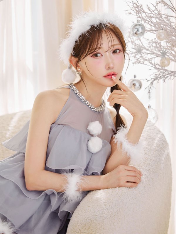 画像12: 【即日発送】【サンタ】アメスリフリルホルターネックサンタコスプレ【コスプレ4点セット】【XS-Lサイズ/2カラー】[OF04] (12)