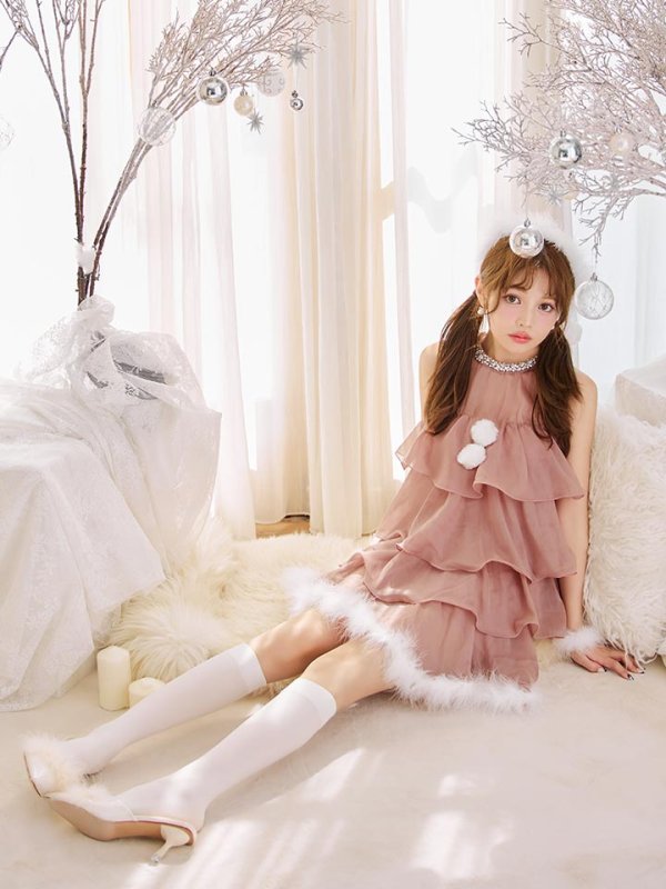 画像12: 【即日発送】【サンタ】アメスリフリルホルターネックサンタコスプレ【コスプレ4点セット】【XS-Lサイズ/2カラー】[OF04] (12)