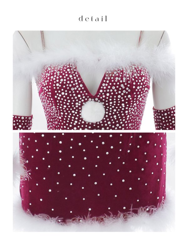 画像21: 【即日発送】【サンタ】グラデーションビジューアームウォーマー付きサンタコスプレ【コスプレ4点セット】【XS-Mサイズ/2カラー】[HC03] (21)