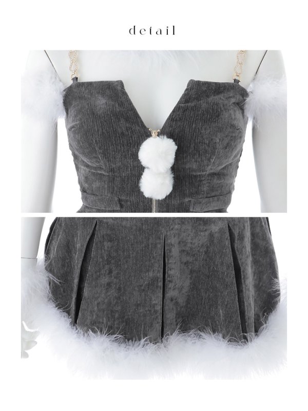 画像33: 【即日発送】【サンタ】ファーショルダーシースルーフレアサンタコスプレ【コスプレ5点セット】【XS-XLサイズ/2カラー】[OF04] (33)