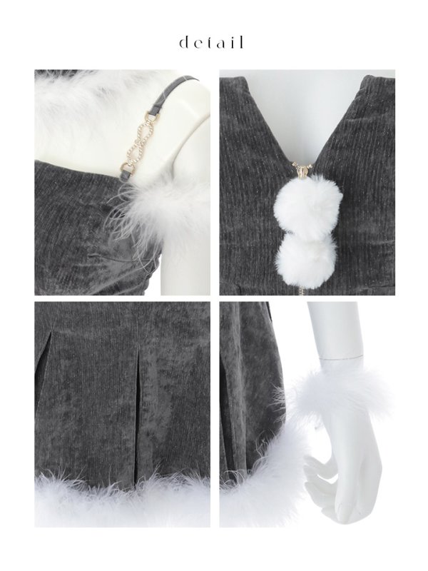 画像34: 【即日発送】【サンタ】ファーショルダーシースルーフレアサンタコスプレ【コスプレ5点セット】【XS-XLサイズ/2カラー】[OF04] (34)