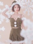 画像1: 【即日発送】【サンタ】ファーショルダーシースルーフレアサンタコスプレ【コスプレ5点セット】【XS-XLサイズ/2カラー】[OF04] (1)