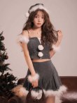 画像2: 【即日発送】【サンタ】ファーショルダーシースルーフレアサンタコスプレ【コスプレ5点セット】【XS-XLサイズ/2カラー】[HC03] (2)
