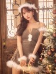 画像4: 【即日発送】【サンタ】ファーショルダーシースルーフレアサンタコスプレ【コスプレ5点セット】【XS-XLサイズ/2カラー】[OF04] (4)