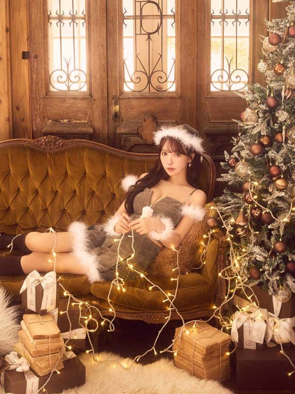 画像21: 【即日発送】【サンタ】ファーショルダーシースルーフレアサンタコスプレ【コスプレ5点セット】【XS-XLサイズ/2カラー】[HC03] (21)