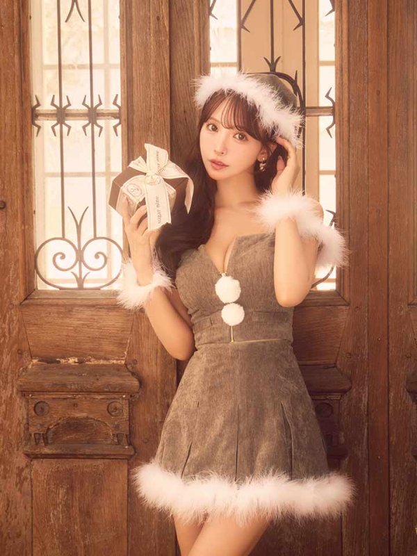 画像22: 【即日発送】【サンタ】ファーショルダーシースルーフレアサンタコスプレ【コスプレ5点セット】【XS-XLサイズ/2カラー】[HC03] (22)