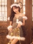 画像24: 【即日発送】【サンタ】ファーショルダーシースルーフレアサンタコスプレ【コスプレ5点セット】【XS-XLサイズ/2カラー】[HC03] (24)