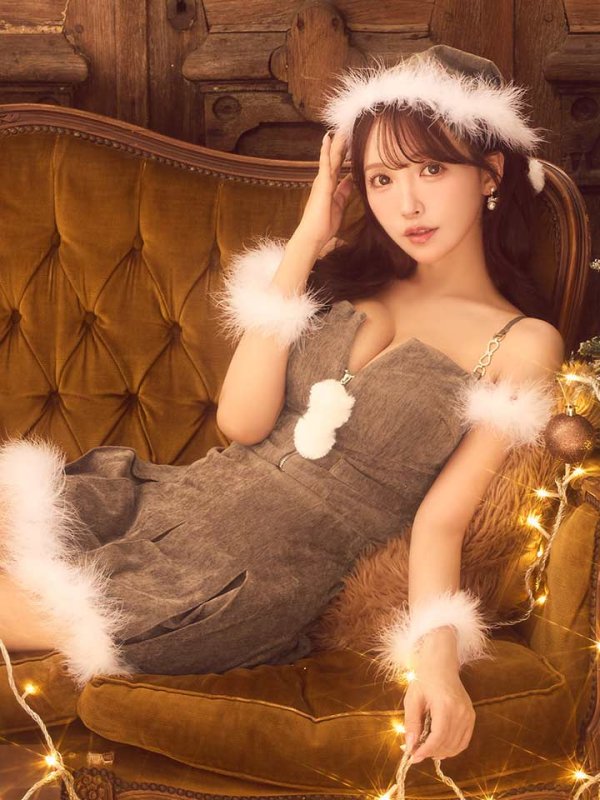 画像5: 【即日発送】【サンタ】ファーショルダーシースルーフレアサンタコスプレ【コスプレ5点セット】【XS-XLサイズ/2カラー】[OF04] (5)