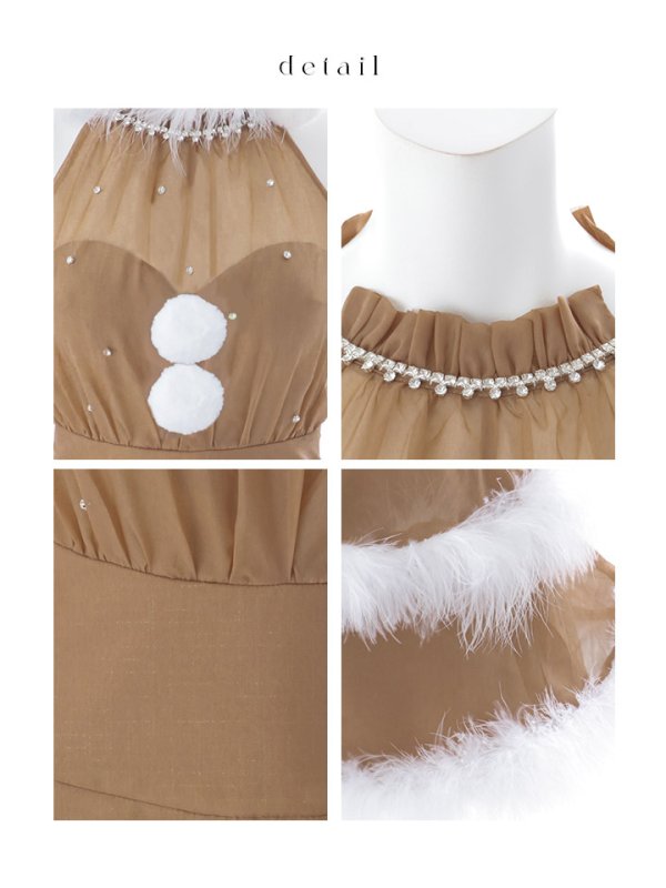 画像48: 【即日発送】【送料無料！】【サンタ】シフォンホルターネックティアードサンタコスプレ【コスプレ4点セット】【XS-Lサイズ/2カラー】[OF04] (48)