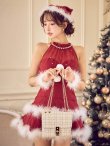 画像34: 【即日発送】【ノベルティ対象】【送料無料！】【サンタ】シフォンホルターネックティアードサンタコスプレ【コスプレ4点セット】【XS-Lサイズ/2カラー】[OF01/OF04] (34)