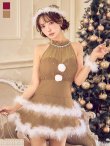 画像1: 【即日発送】【ノベルティ対象】【送料無料！】【サンタ】シフォンホルターネックティアードサンタコスプレ【コスプレ4点セット】【XS-Lサイズ/2カラー】[OF01/OF04] (1)
