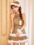 画像2: 【即日発送】【ノベルティ対象】【送料無料！】【サンタ】シフォンホルターネックティアードサンタコスプレ【コスプレ4点セット】【XS-Lサイズ/2カラー】[OF01/OF04] (2)