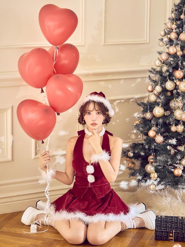 画像11: 【即日発送】【サンタ】ホルターネックジップセットアップサンタコスプレ【コスプレ6点セット】【XS-XLサイズ/2カラー】[OF04] (11)