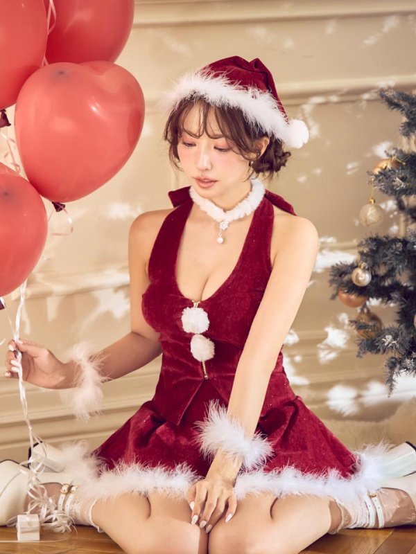 画像13: 【即日発送】【サンタ】ホルターネックジップセットアップサンタコスプレ【コスプレ6点セット】【XS-XLサイズ/2カラー】[OF04] (13)