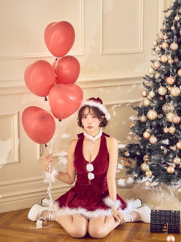 画像17: 【即日発送】【サンタ】ホルターネックジップセットアップサンタコスプレ【コスプレ6点セット】【XS-XLサイズ/2カラー】[OF04] (17)