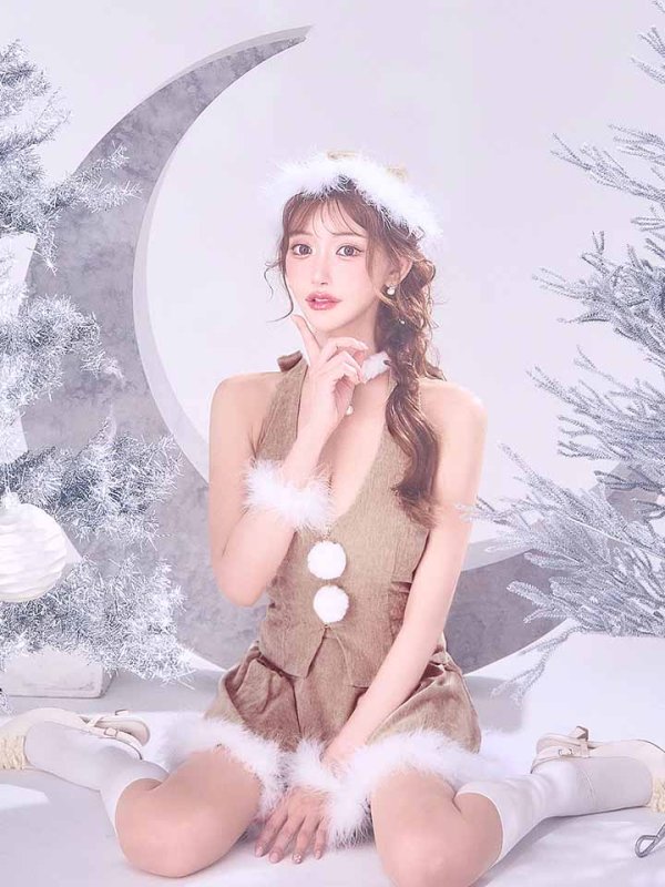 画像30: 【即日発送】【サンタ】ホルターネックジップセットアップサンタコスプレ【コスプレ6点セット】【XS-XLサイズ/2カラー】[HC03] (30)