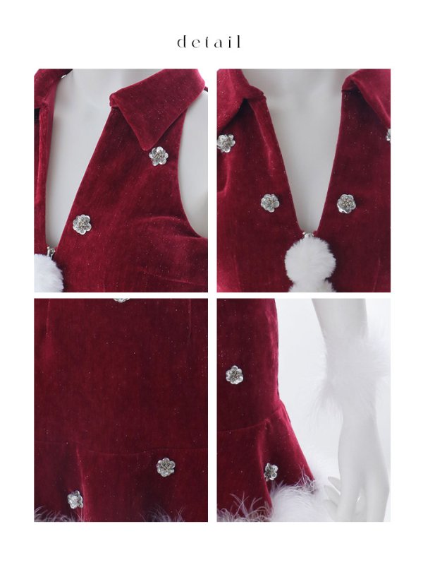 画像44: 【即日発送】【サンタ】スパンコールフラワーサンタコスプレ【コスプレ4点セット】【XS-Lサイズ/2カラー】[HC03] (44)