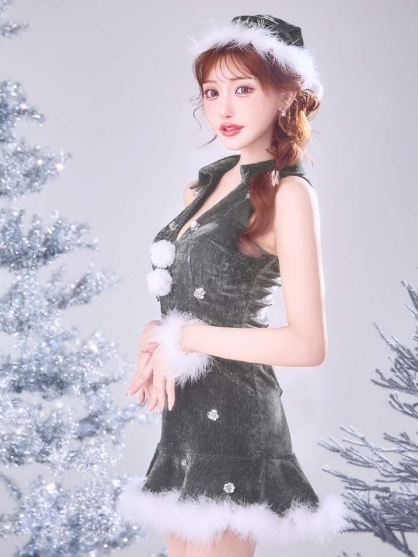 画像28: 【即日発送】【サンタ】スパンコールフラワーサンタコスプレ【コスプレ4点セット】【XS-Lサイズ/2カラー】[HC03] (28)