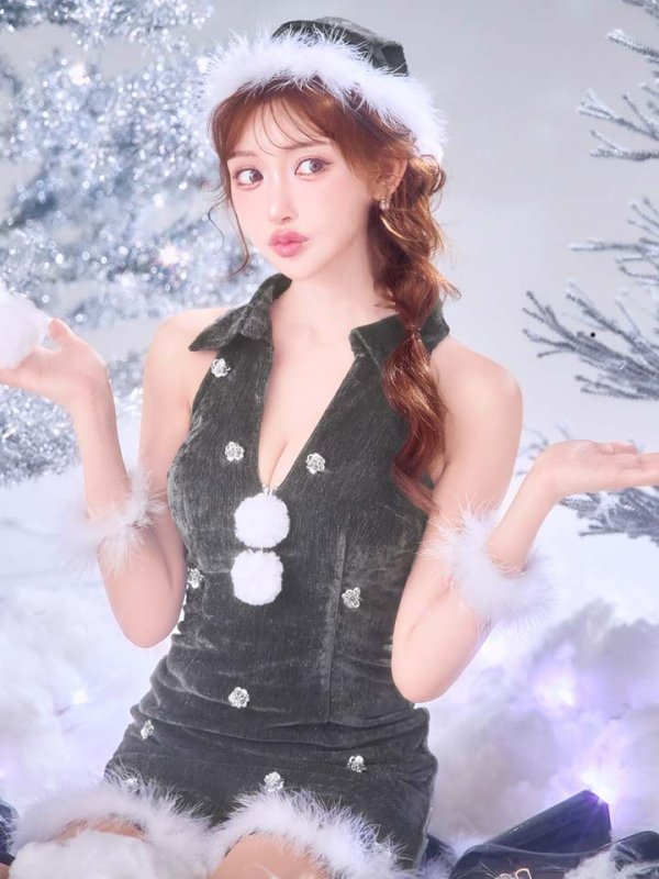 画像29: 【即日発送】【サンタ】スパンコールフラワーサンタコスプレ【コスプレ4点セット】【XS-Lサイズ/2カラー】[HC03] (29)