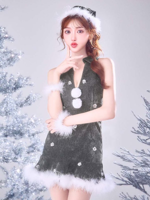 画像31: 【即日発送】【サンタ】スパンコールフラワーサンタコスプレ【コスプレ4点セット】【XS-Lサイズ/2カラー】[HC03] (31)