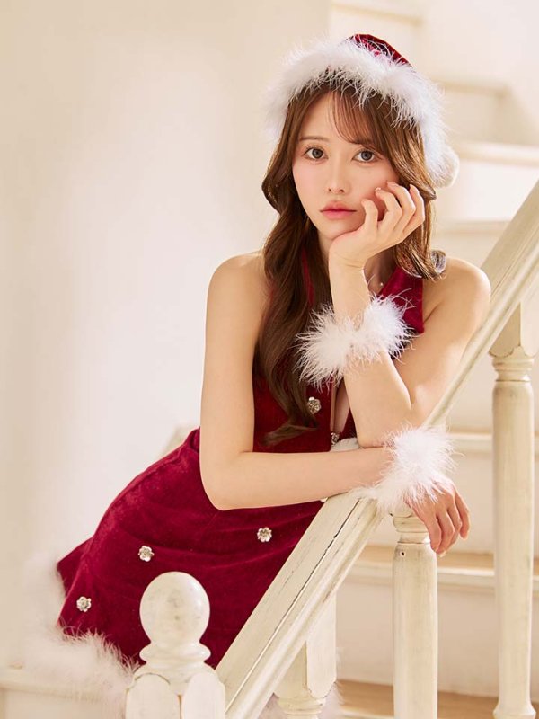 画像21: 【即日発送】【サンタ】スパンコールフラワーサンタコスプレ【コスプレ4点セット】【XS-Lサイズ/2カラー】[HC03] (21)