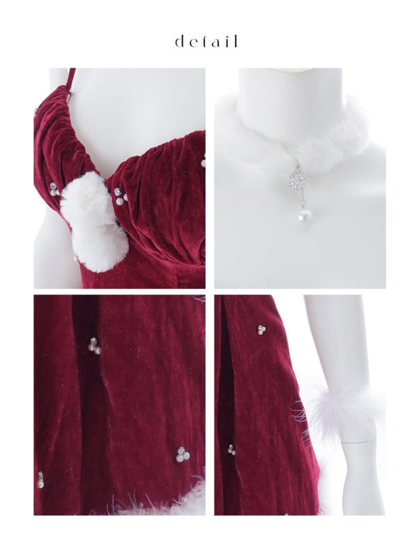 画像25: 【即日発送】【サンタ】　紐リボンフレアビジューサンタコスプレ【コスプレ5点セット】【XS-Mサイズ/2カラー】[HC03] (25)