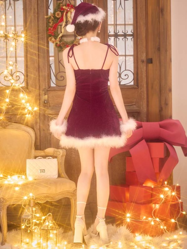 画像21: 【即日発送】【サンタ】　紐リボンフレアビジューサンタコスプレ【コスプレ5点セット】【XS-Mサイズ/2カラー】[HC03] (21)