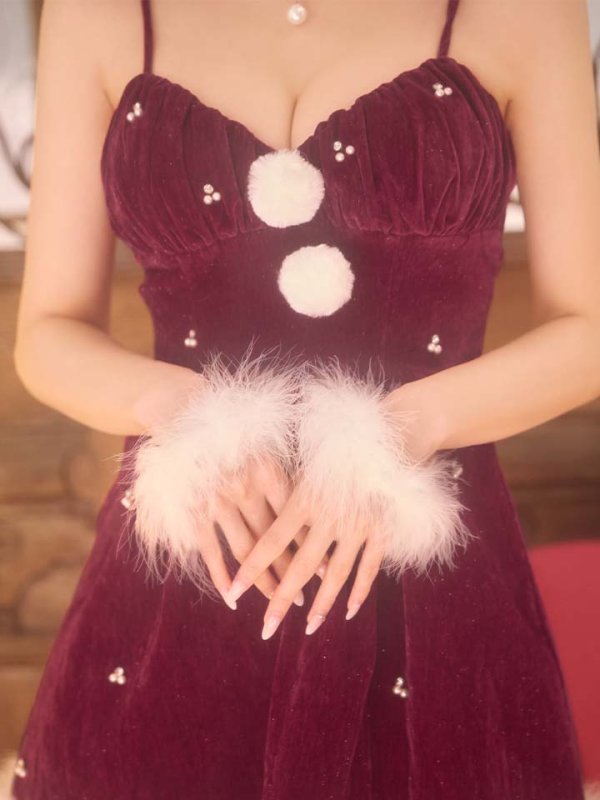 画像23: 【即日発送】【サンタ】　紐リボンフレアビジューサンタコスプレ【コスプレ5点セット】【XS-Mサイズ/2カラー】[HC03] (23)