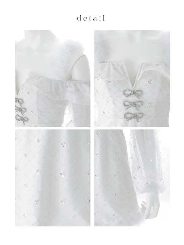 画像27: 【即日発送】【サンタ】オフショルチュール袖リボンサンタコスプレ【コスプレ2点セット】【XS-Lサイズ/1カラー】[OF01] (27)