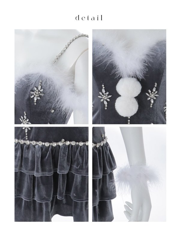 画像18: 【即日発送】【送料無料！】【サンタ】　スノーフレークビジューフレアサンタコスプレ【コスプレ4点セット】【XS-Lサイズ/3カラー】[OF01] (18)