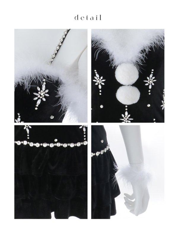 画像22: 【即日発送】【送料無料！】【サンタ】　スノーフレークビジューフレアサンタコスプレ【コスプレ4点セット】【XS-Lサイズ/3カラー】[OF01] (22)