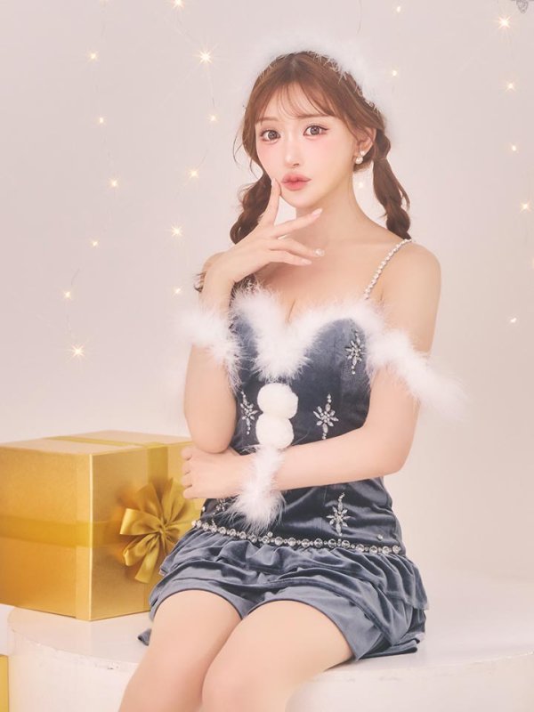 画像6: 【即日発送】【送料無料！】【サンタ】　スノーフレークビジューフレアサンタコスプレ【コスプレ4点セット】【XS-Lサイズ/3カラー】[OF01] (6)