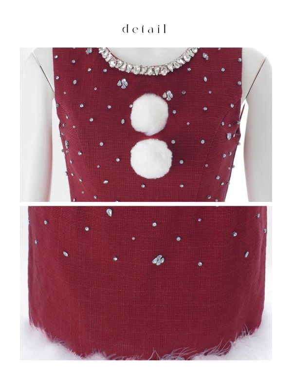 画像22: 【即日発送】【サンタ】ストーンビジューノースリーブタイトサンタコスプレ【コスプレ4点セット】【XS-Lサイズ/3カラー】[OF03] (22)