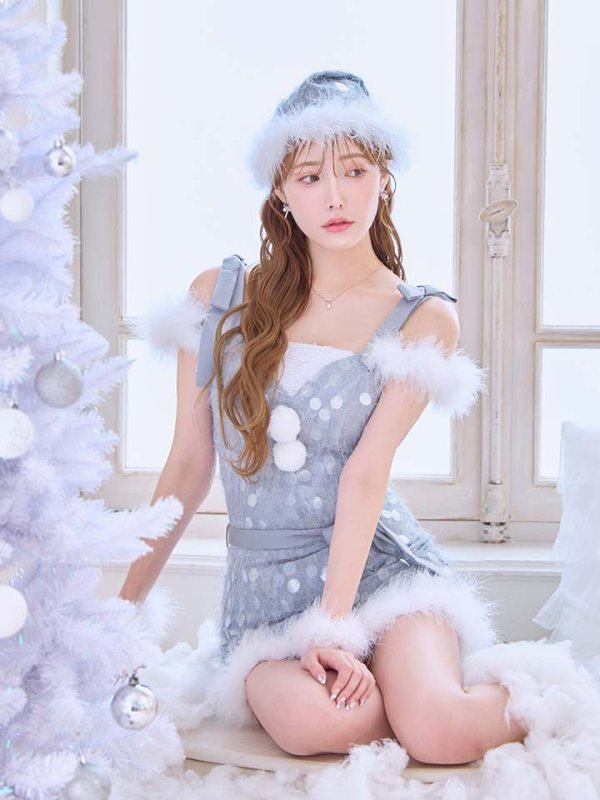 画像12: 【予約 / 12月上旬発送予定】【送料無料！】【サンタ】ラメニットリボンセットアップサンタコスプレ【コスプレ5点セット】【XS-Lサイズ/2カラー】[OF03] (12)