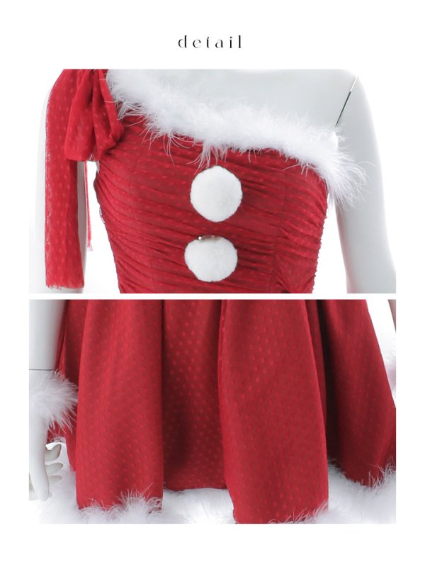 画像41: 【ノベルティ】【予約 / 11月中旬発送予定】【送料無料！】【サンタ】ワンショルリボンドットチュールサンタコスプレ【コスプレ4点セット】【XS-Lサイズ/2カラー】[OF03] (41)