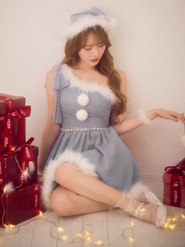 画像11: 【ノベルティ】【予約 / 11月中旬発送予定】【送料無料！】【サンタ】ワンショルリボンドットチュールサンタコスプレ【コスプレ4点セット】【XS-Lサイズ/2カラー】[OF03] (11)