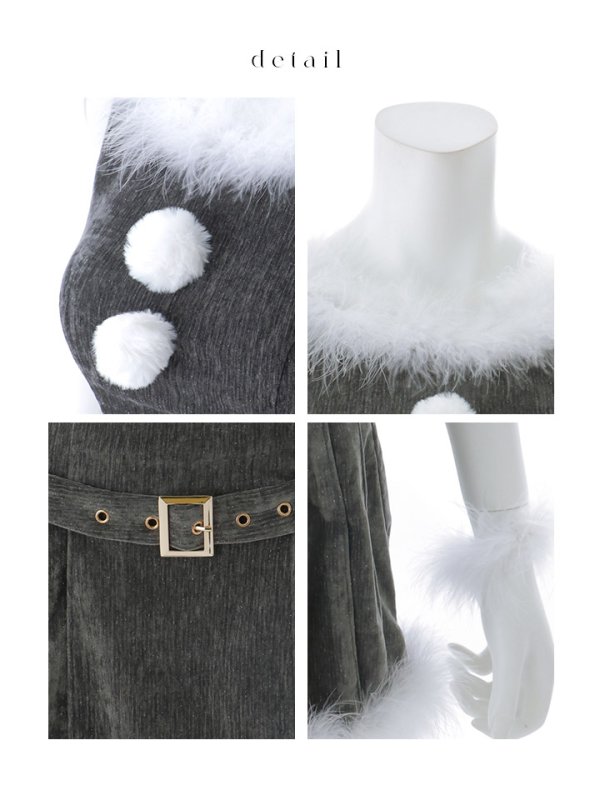 画像27: 【即日発送】【サンタ】ベルト付きファーサンタコスプレ【コスプレ4点セット】【XS-XLサイズ/3カラー】[OF04] (27)