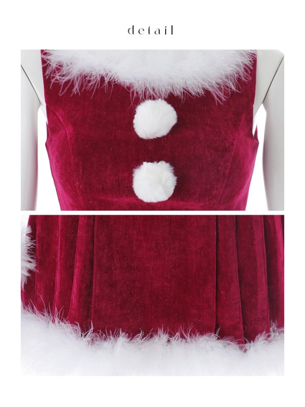 画像30: 【即日発送】【サンタ】ベルト付きファーサンタコスプレ【コスプレ4点セット】【XS-XLサイズ/3カラー】[OF04] (30)